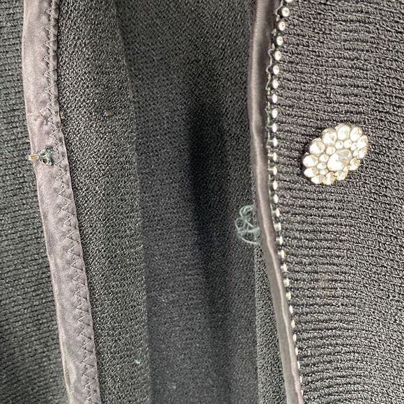 EL Ana Occasion Evening  Studded Embellished Jacket Rhinestone Buttons Black M - Picture 8 of 14